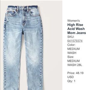 Abercrombie Mom Jean High Rise